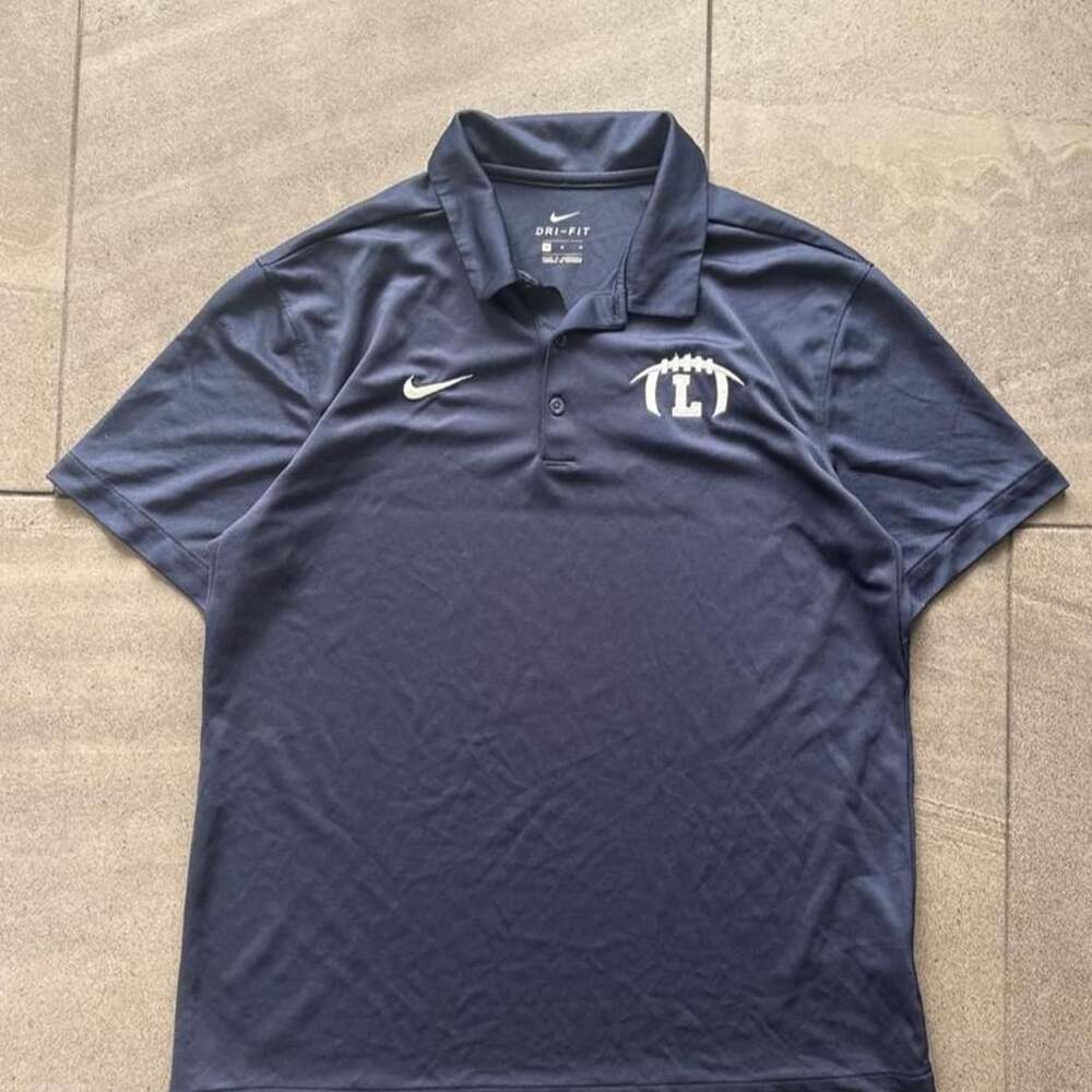 Nike Dri-Fit Golf Polo Shirt Medium Navy Blue Football Logo